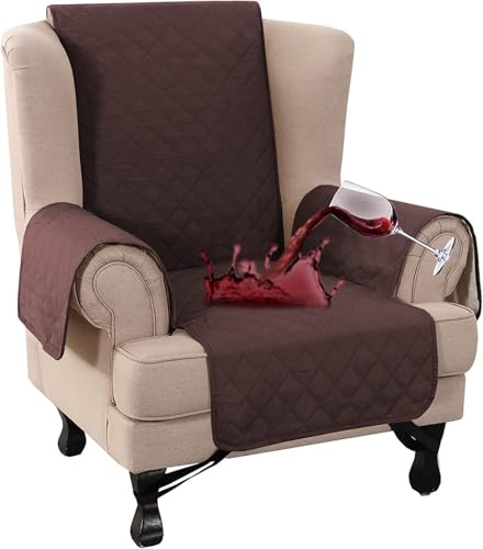 WWQQKJ Wasserdichter Ohrensesselbezug, wendbare Sesselbezüge, Rutschfester Sesselschutz for Haustiere, Kinder, Hund(Marron) von WWQQKJ