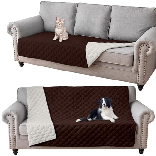 WWQQKJ wasserdichte Hundedecke, kratzfester Sofabezug for Katzen, Sofabezug for Haustiere mit Rutschfester Gummiunterseite, Tagesdecke(Brown,102x127cm) von WWQQKJ