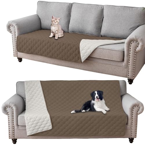 WWQQKJ wasserdichte Hundedecke, kratzfester Sofabezug for Katzen, Sofabezug for Haustiere mit Rutschfester Gummiunterseite, Tagesdecke(Taupe,132x208cm) von WWQQKJ