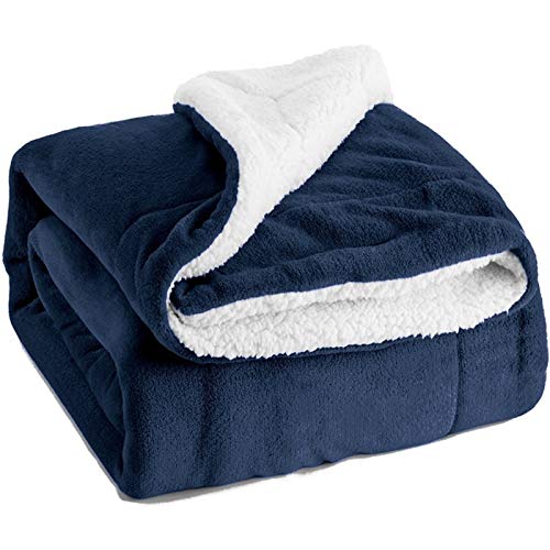 Flanelldecke, Superweiche, Warme, Flauschige Wolldecke, Anti-Milbe, Antiallergische Mikrofaser, Verwendet Für Sofa, Bett, Büro, Flugzeug, Geschenk (Navy blau,130x160cm) von WWYL