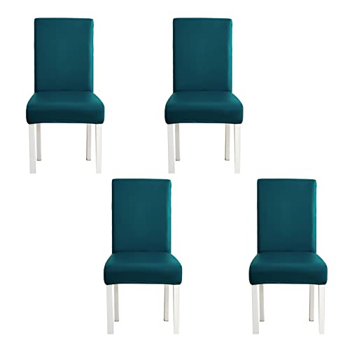 WWYL Esszimmer Stuhlhussen 2er/4er/6er Set, Wasserdichtes Pu Leder Stretch Stuhl-Universell Stuhlhussen Haus Büro Restaurant, Dekor Moderne Spann-Abdeckung (Cyan,4-Stück) von WWYL