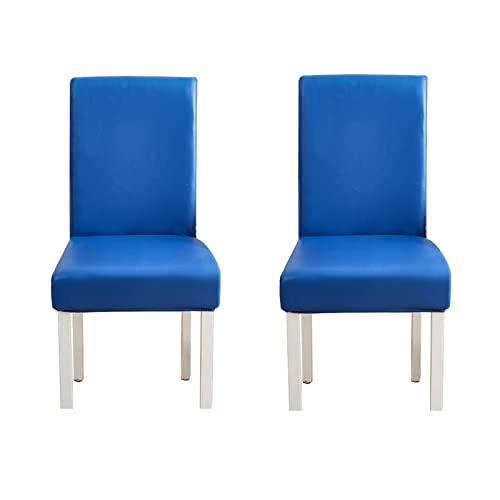 WWYL Esszimmer Stuhlhussen 2er/4er/6er Set, Wasserdichtes Pu Leder Stretch Stuhl-Universell Stuhlhussen Haus Büro Restaurant, Dekor Moderne Spann-Abdeckung (Navy Blau,2-Stück) von WWYL