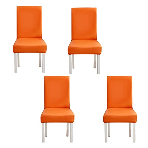 WWYL Esszimmer Stuhlhussen 2er/4er/6er Set, Wasserdichtes Pu Leder Stretch Stuhl-Universell Stuhlhussen Haus Büro Restaurant, Dekor Moderne Spann-Abdeckung (Orange,4-Stück) von WWYL