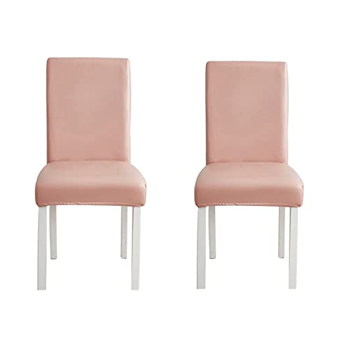 WWYL Esszimmer Stuhlhussen 2er/4er/6er Set, Wasserdichtes Pu Leder Stretch Stuhl-Universell Stuhlhussen Haus Büro Restaurant, Dekor Moderne Spann-Abdeckung (Rosa,2-Stück) von WWYL