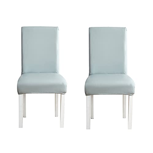 WWYL Esszimmer Stuhlhussen 2er/4er/6er Set, Wasserdichtes Pu Leder Stretch Stuhl-Universell Stuhlhussen Haus Büro Restaurant, Dekor Moderne Spann-Abdeckung (Silber Grau,2-Stück) von WWYL