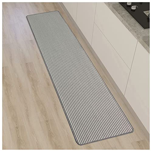 WWYL Küchenteppich, Waschbar rutschfest Gummirücken Küchenmatte Küchenteppich Teppich Läufer Küche Fußmatte Badematten Set (Grau,45 x 130 cm) von WWYL