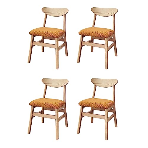 WWYL Stretch Jacquard Stuhl Sitzbezüge für Esszimmer, Stuhlhussen 2/4/6 Stück Stretch Spandex Jacquard Esszimmerstuhl Sitzbezüge, herausnehmbarer waschbarer (Golden,4er Set) von WWYL