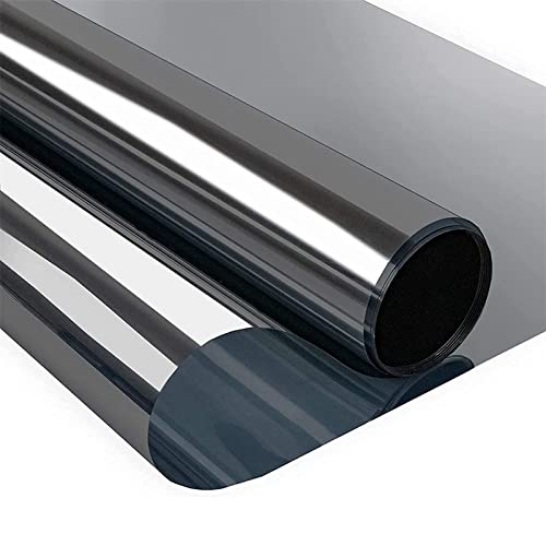 WWYL Verdunkelungsfolie, Fensterfolie Sichtschutz Spiegelfolie Fenster Selbstklebend Sonnenschutz Anti-UV Statische Folie Dunkel Für Schlafzimmer Badezimmer (Schwarz,90x400cm) von WWYL
