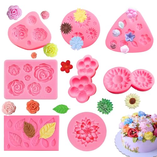 WWYSSZ 8 Stück Silikonform Blumen Klein, 3D Fondant Formen Silikon, Blumen Rose Blätter Sonnenblume Kirschblüte Silikon Fondant Formen für Kuchen,Fudge,Schokolade,Seife,Dessertdekoration,Süßigkeit WWYSSZ 8 Stück Silikonform Blumen Klein, 3D Fondant Formen Silikon, Blumen Rose Blätter Sonnenblume Kirschblüte Silikon Fondant Formen für Kuchen,Fudge,Schokolade,Seife,Dessertdekoration,Süßigkeit von WWYSSZ