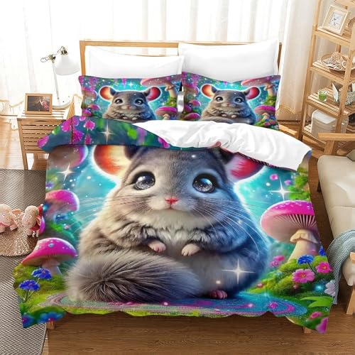 WXBASLEMD 3D Effekt Mausmuster, Bettbezug Weich Microfaser, Tiere Bettwäsche Sets, Mit Reißverschluss Und Kissenbezüge, Für Kinder Jungen Mädchen King（220x240cm） von WXBASLEMD