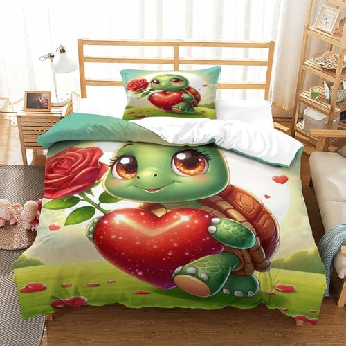 WXBASLEMD 3D Effekt Meeresschildkröte, Bettbezug Weich Microfaser, Tiere Bettwäsche Sets, Mit Reißverschluss Und Kissenbezüge, Für Mädchen Jungen Single（135x200cm） von WXBASLEMD