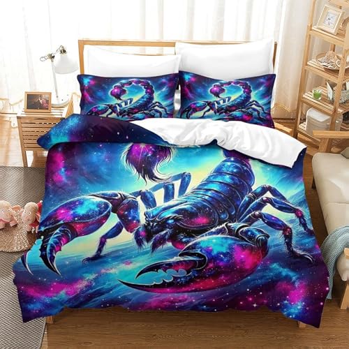 WXBASLEMD 3D Effekt Skorpion, Bettbezug Weich Microfaser, Tiere Bettwäsche Set, Mit Reißverschluss Und Kissenbezüge, Für Erwachsene Kinder Super King（260x220cm） von WXBASLEMD