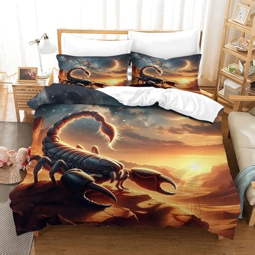 WXBASLEMD 3D Effekt Skorpion, Bettbezug Weich Microfaser, Tiere Bettwäsche Set, Mit Reißverschluss Und Kissenbezüge, Für Erwachsene Kinder Super King（260x220cm） von WXBASLEMD
