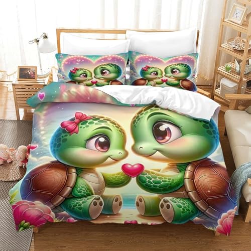 WXBASLEMD 3D Meeresschildkröte, Bettwäsche Set Atmungsaktiv Mikrofaser, Tiere Bettwäsche, Mit Reißverschluss Und Kissenbezüge, Für Erwachsene Kinder Super King（260x220cm） von WXBASLEMD