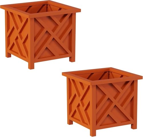 WXBCDS Sukkulenten Töpfe Pflanzkasten im Gitterdesign, 2er-Pack, 37,1 cm, dekorative Blumen- oder Pflanzentöpfe for den Außenbereich(Brown) von WXBCDS