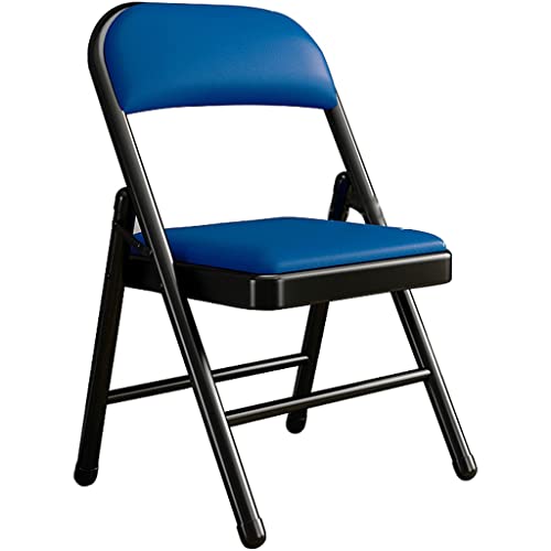 Robuster und Stabiler Klappstuhl für zu Hause, Leichter und bequemer Stuhl mit Rückenlehne, Faltbarer und tragbarer Aktivitätsstuhl, einfach zu verstauende Esszimmerstühle(Color:Black Blue) von WXBHOZ