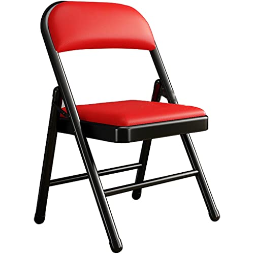 Robuster und Stabiler Klappstuhl für zu Hause, Leichter und bequemer Stuhl mit Rückenlehne, Faltbarer und tragbarer Aktivitätsstuhl, einfach zu verstauende Esszimmerstühle(Color:Black red*2) von WXBHOZ