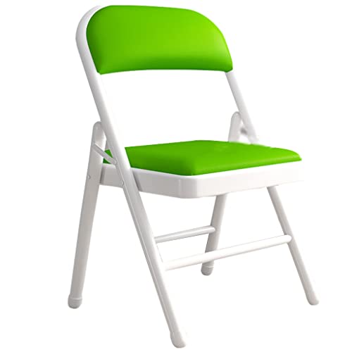 Robuster und Stabiler Klappstuhl für zu Hause, Leichter und bequemer Stuhl mit Rückenlehne, Faltbarer und tragbarer Aktivitätsstuhl, einfach zu verstauende Esszimmerstühle(Color:White Green) von WXBHOZ