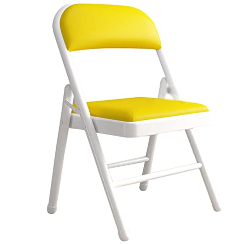 Robuster und Stabiler Klappstuhl für zu Hause, Leichter und bequemer Stuhl mit Rückenlehne, Faltbarer und tragbarer Aktivitätsstuhl, einfach zu verstauende Esszimmerstühle(Color:White Yellow) von WXBHOZ