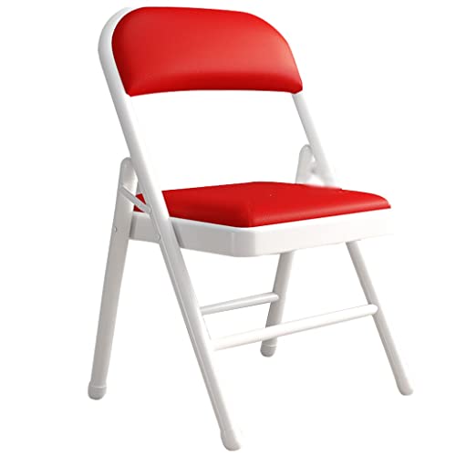 Robuster und Stabiler Klappstuhl für zu Hause, Leichter und bequemer Stuhl mit Rückenlehne, Faltbarer und tragbarer Aktivitätsstuhl, einfach zu verstauende Esszimmerstühle(Color:White red*2) von WXBHOZ