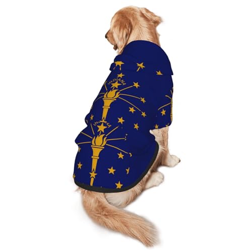Hunde-Kapuzenpullover Indiana-Flagge, Größe XL, warm und leicht, geeignet für Haustiere im Herbst und Winter von WXCJWD