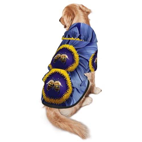 Hunde-Kapuzenpullover mit Blumenherz, Biene, Größe XXL, warm und leicht, geeignet für Haustiere im Herbst und Winter von WXCJWD