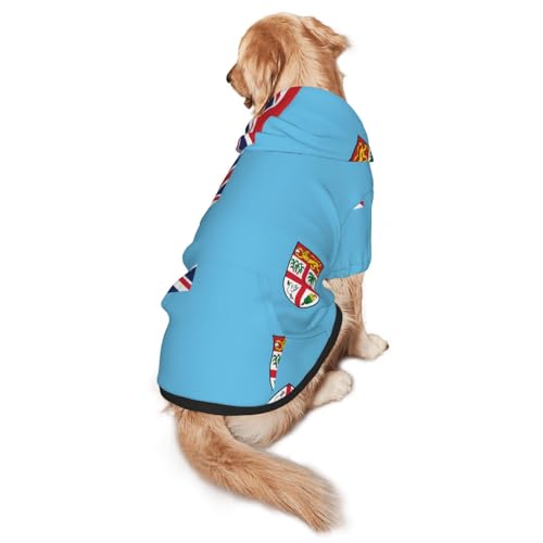 Hunde-Kapuzenpullover mit Fidschi-Flagge, Größe M, warm und leicht, geeignet für Haustiere im Herbst und Winter von WXCJWD