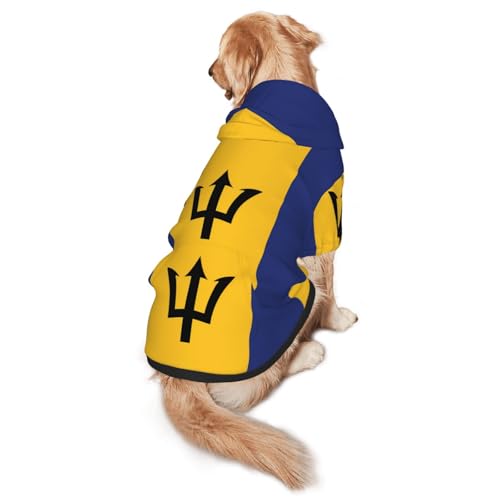 Hunde-Kapuzenpullover mit Flagge von Barbados, Größe XL, warm und leicht, geeignet für Haustiere im Herbst und Winter von WXCJWD