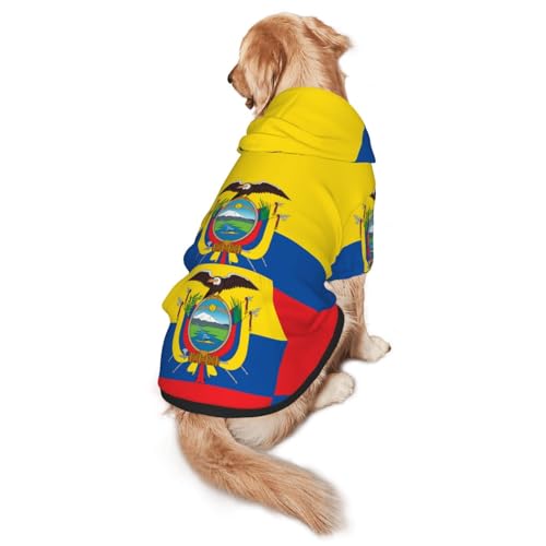 Hunde-Kapuzenpullover mit Flagge von Ecuador, Größe XL, warm und leicht, geeignet für Haustiere im Herbst und Winter von WXCJWD