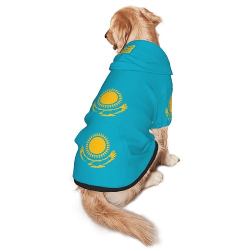 Hunde-Kapuzenpullover mit Flagge von Kasachstan, Größe M, warm und leicht, geeignet für Haustiere im Herbst und Winter von WXCJWD