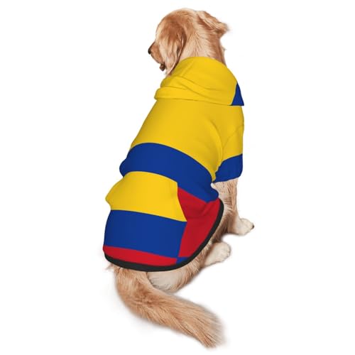 Hunde-Kapuzenpullover mit Flagge von Kolumbien, Größe XL, warm und leicht, geeignet für Haustiere im Herbst und Winter von WXCJWD