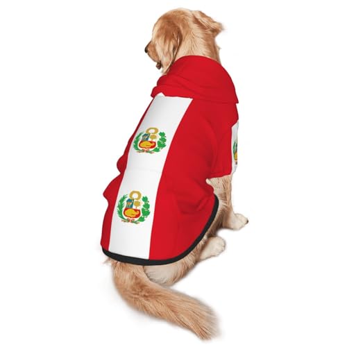 Hunde-Kapuzenpullover mit Flagge von Peru, Größe M, warm und leicht, geeignet für Haustiere im Herbst und Winter von WXCJWD