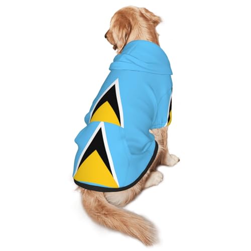 Hunde-Kapuzenpullover mit Flagge von St. Lucia, Größe M, warm und leicht, geeignet für Haustiere im Herbst und Winter von WXCJWD