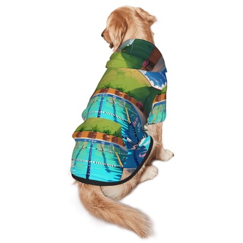 Hunde-Kapuzenpullover mit Flamingo und Schwimmbad, Größe S, warm und leicht, geeignet für Haustiere im Herbst und Winter von WXCJWD