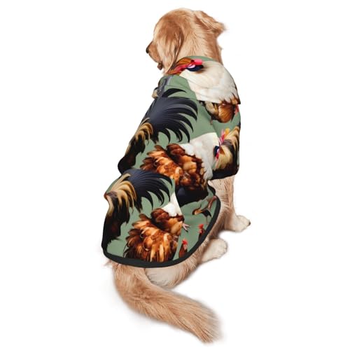 Hunde-Kapuzenpullover mit Hahn und Huhn, Größe M, warm und leicht, geeignet für Haustiere im Herbst und Winter von WXCJWD