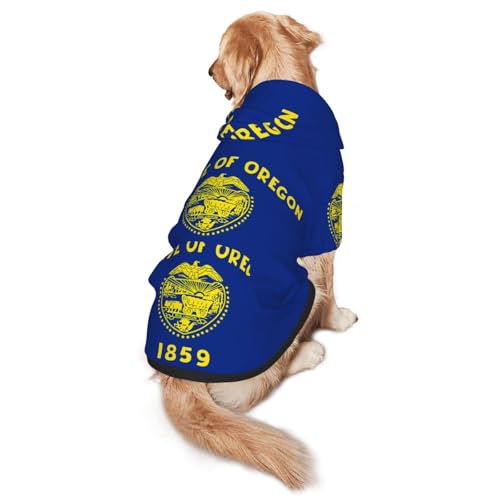 Hunde-Kapuzenpullover mit Oregon-Flagge, Größe XXL, warm und leicht, geeignet für Haustiere im Herbst und Winter von WXCJWD