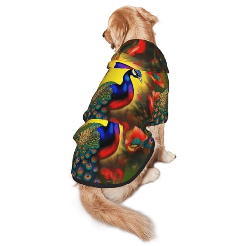 Hunde-Kapuzenpullover mit Pfauenblumen, Größe XXL, warm und leicht, geeignet für Haustiere im Herbst und Winter von WXCJWD