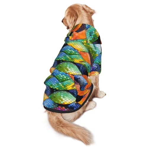 Hunde-Kapuzenpullover mit Regenbogenfischschuppen, warm und leicht, geeignet für Haustiere im Herbst und Winter von WXCJWD