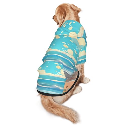 Hunde-Kapuzenpullover mit Strand-Cartoon-Motiv, warm und leicht, geeignet für Haustiere im Herbst und Winter von WXCJWD
