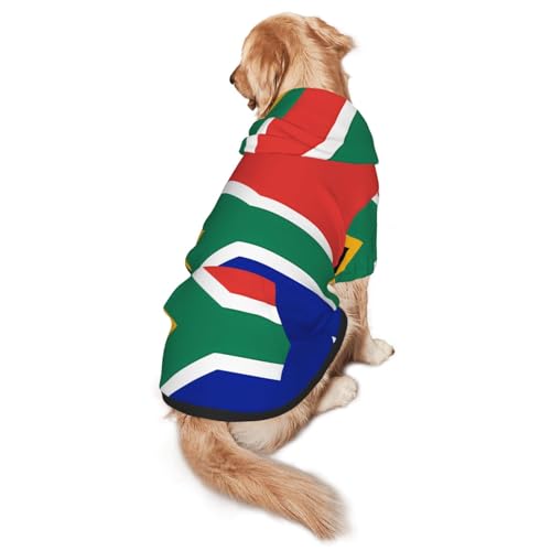 Hunde-Kapuzenpullover mit Südafrika-Flagge, Größe M, warm und leicht, geeignet für Haustiere im Herbst und Winter von WXCJWD