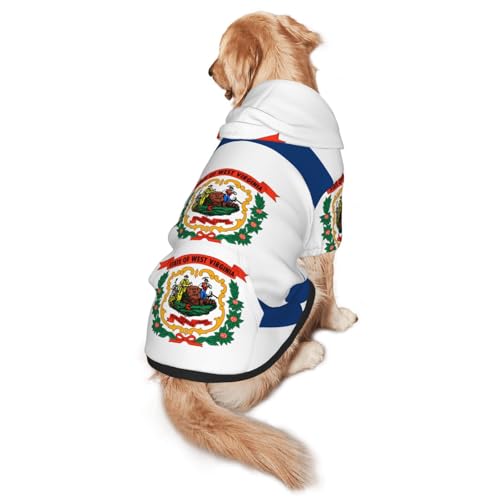 Hunde-Kapuzenpullover mit West-Virginia-Flagge, Größe XL, warm und leicht, geeignet für Haustiere im Herbst und Winter von WXCJWD