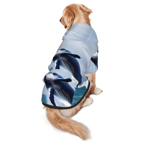 Hunde-Kapuzenpullover mit Whales at See, Größe XL, warm und leicht, geeignet für Haustiere im Herbst und Winter von WXCJWD