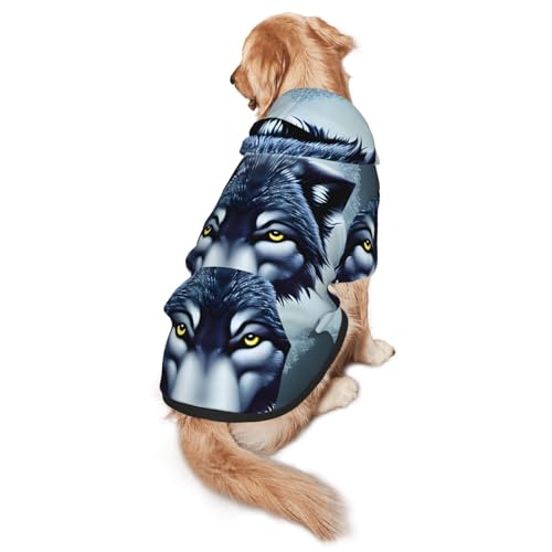 Hunde-Kapuzenpullover mit Wolfskopf, Größe XXL, warm und leicht, geeignet für Haustiere im Herbst und Winter von WXCJWD
