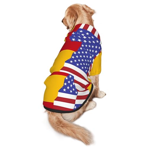 Hunde-Kapuzenpullover mit amerikanischer Spanien-Flagge, Größe XL, warm und leicht, geeignet für Haustiere im Herbst und Winter von WXCJWD