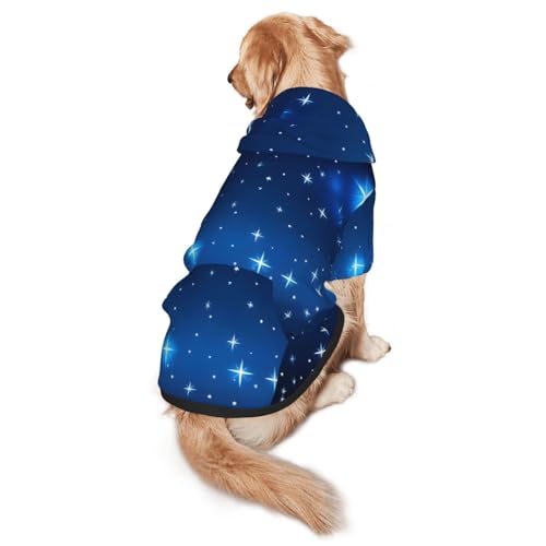 Hunde-Kapuzenpullover mit blauem Sternenmuster, warm und leicht, geeignet für Haustiere im Herbst und Winter von WXCJWD