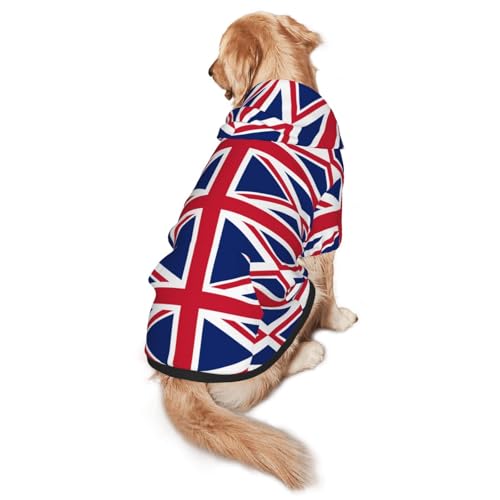 Hunde-Kapuzenpullover mit britischer Flagge, warm und leicht, geeignet für Haustiere im Herbst und Winter von WXCJWD