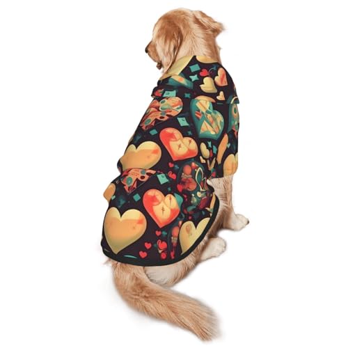 Hunde-Kapuzenpullover mit bunten Herzen, warm und leicht, geeignet für Haustiere im Herbst und Winter von WXCJWD