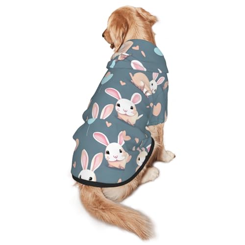 Hunde-Kapuzenpullover mit niedlichem Hasen-Motiv, warm und leicht, geeignet für Haustiere im Herbst und Winter von WXCJWD
