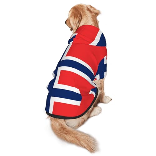 Hunde-Kapuzenpullover mit norwegischer Flagge, Größe XL, warm und leicht, geeignet für Haustiere im Herbst und Winter von WXCJWD