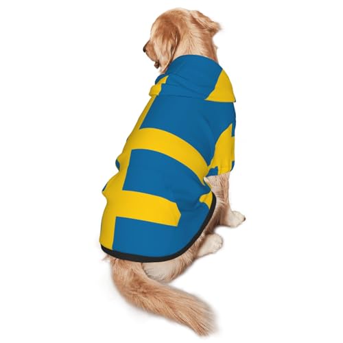 Hunde-Kapuzenpullover mit schwedischer Flagge, Größe XXL, warm und leicht, geeignet für Haustiere im Herbst und Winter von WXCJWD